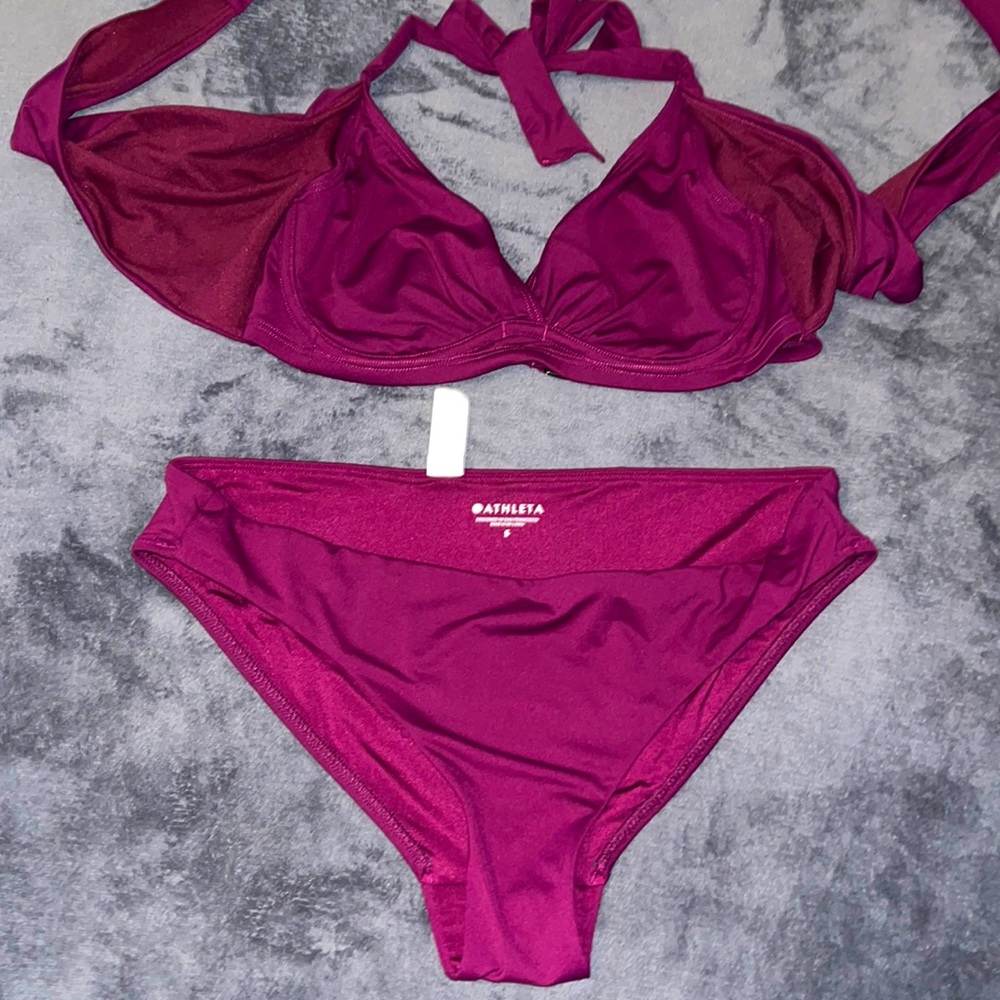 ATHLETA two piece Burgundy swim suit